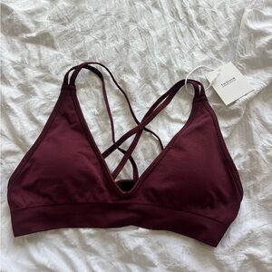 Thrivin Cross-Strap Bralette - Burgundy